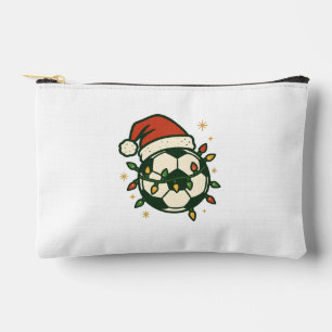 Soccer Ball Christmas Lights Santa Hat Funny  Accessory Pouch