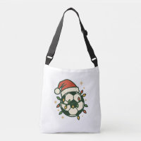 Soccer Ball Christmas Lights Santa Hat Funny 