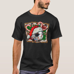 Soccer Ball Christmas With Hat And Candy Cane Spor T-Shirt