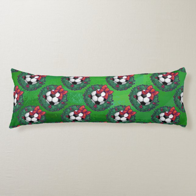 Soccer Ball Christmas Wreath Pattern Body Pillow (Front)