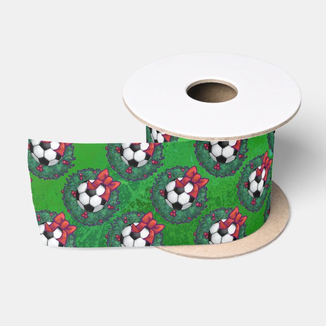 Soccer Ball Christmas Wreath Satin Ribbon (Spool)
