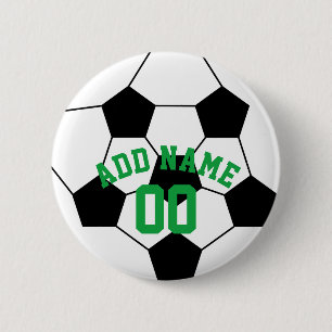 Soccer Ball Coach - Modern Drawing Name Number 2 Inch Round Button
