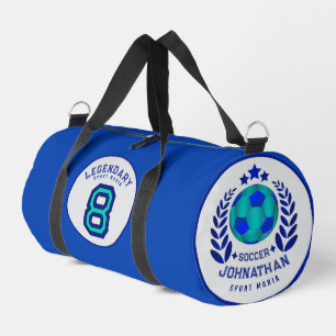 Soccer Ball Crest Bright Blue Sport Fan Gifts Duffle Bag