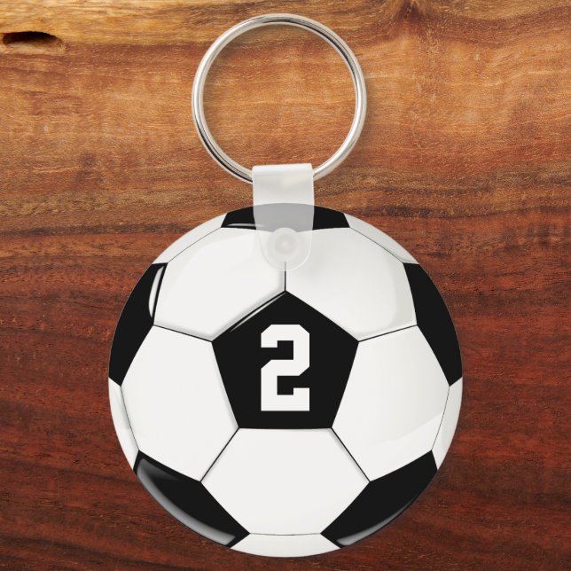 Soccer Ball Custom Soccer Player Jersey Number Keychain (Front)