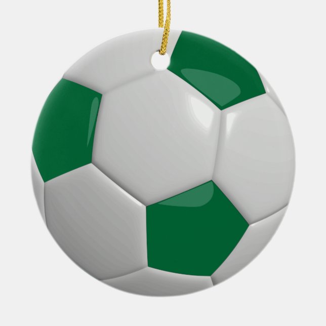 Soccer Ball | Dark Green Ceramic Ornament (Front)