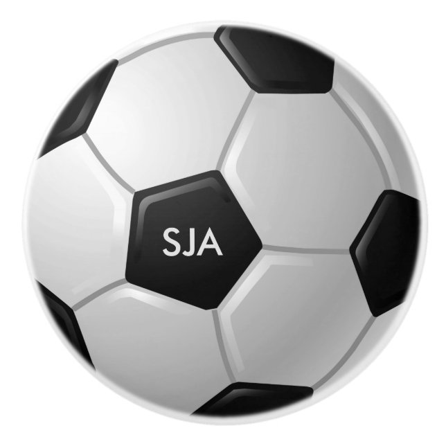 Soccer Ball Design Ceramic Pull or Knob (Front)