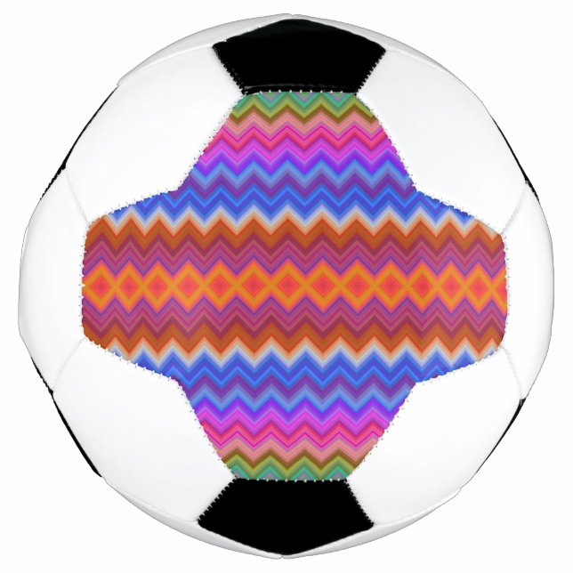 Soccer ball design with a colorful zigzag pattern (Front)