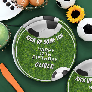 Soccer Ball Football Grass Sports Kids Birthday Paper Plate