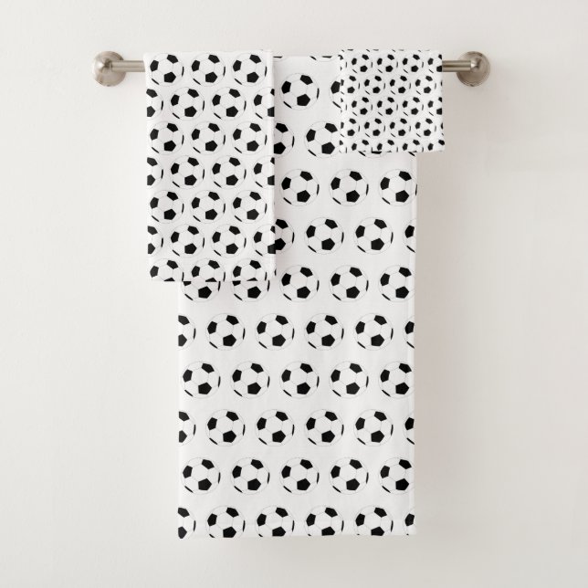 Soccer Ball Football Pattern  Bath Towel Set (Insitu)
