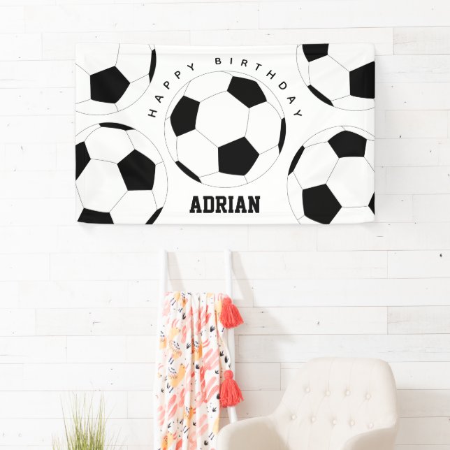 Soccer Ball Football Personalized Name Birthday Banner (Insitu)