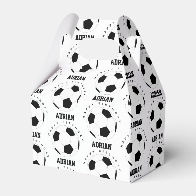 Soccer Ball Football Personalized Name Birthday Favor Box (Front Side)