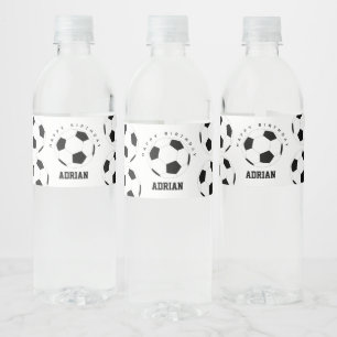 Soccer Ball Football Personalized Name Birthday Water Bottle Label