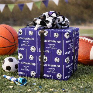 Soccer Ball Football Sports Kids Birthday Party Wrapping Paper
