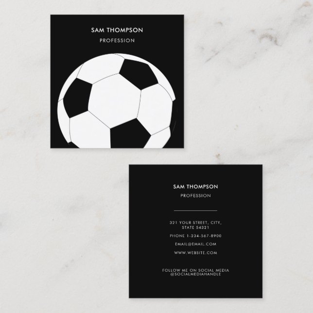 Soccer Ball Football Trainer Coach Square Business Card (Front/Back)