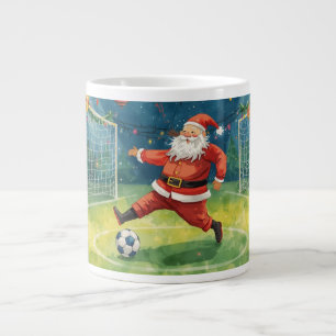 Soccer Ball for Christmas with Santa Claus  Large Coffee Mug