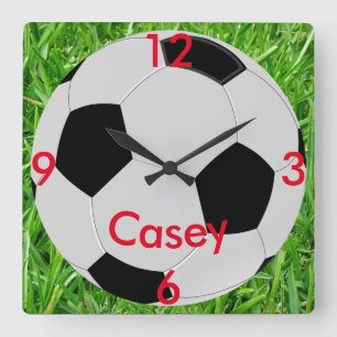 Soccer Ball Grass Name Wall Clock