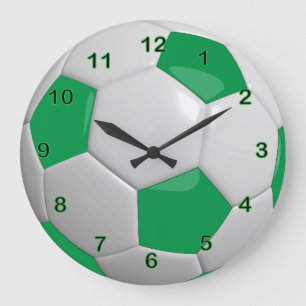 Soccer Ball   Green Large Clock