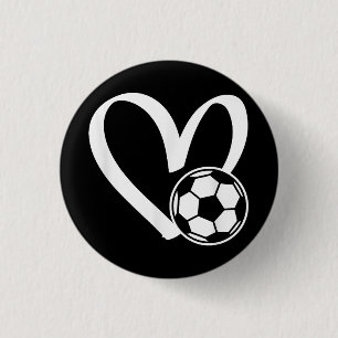 Soccer Ball Heart 1 Inch Round Button