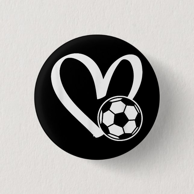 Soccer Ball Heart 1 Inch Round Button (Front)