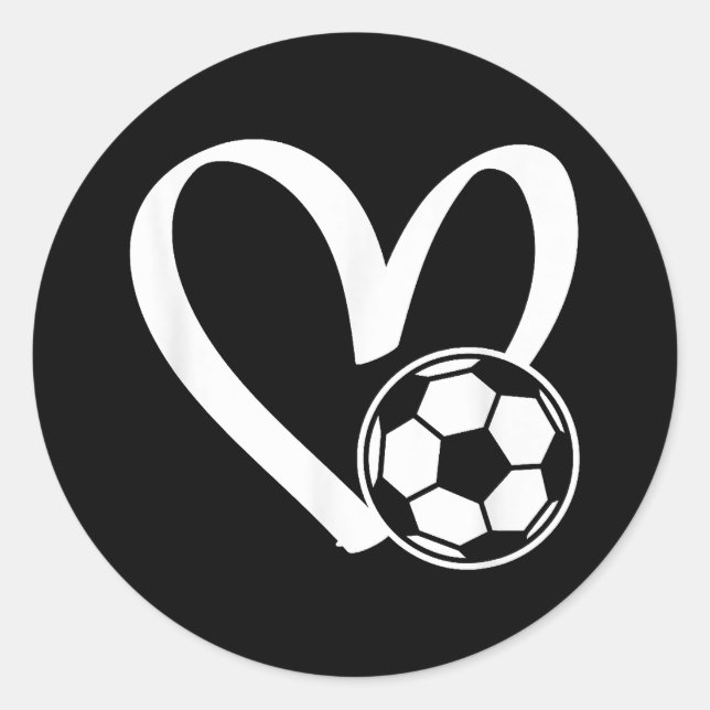 Soccer Ball Heart Classic Round Sticker (Front)