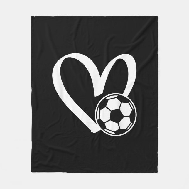 Soccer Ball Heart Fleece Blanket (Front)
