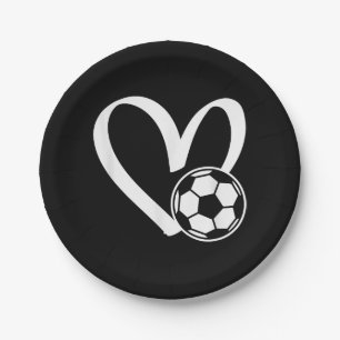 Soccer Ball Heart Paper Plate