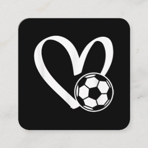 Soccer Ball Heart Square Business Card
