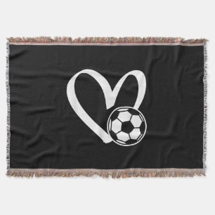 Soccer Ball Heart Throw Blanket