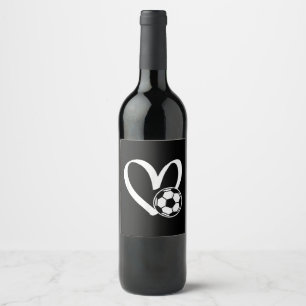 Soccer Ball Heart Wine Label