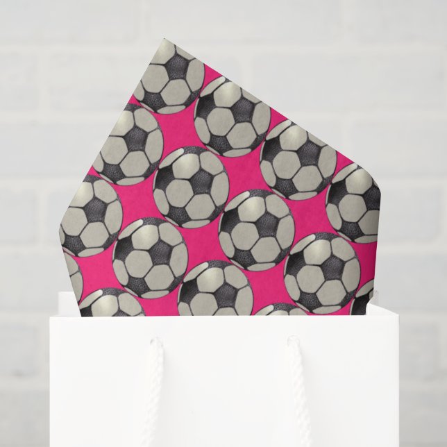 Soccer Ball / Hot Pink Tissue Paper (Gift Bag)
