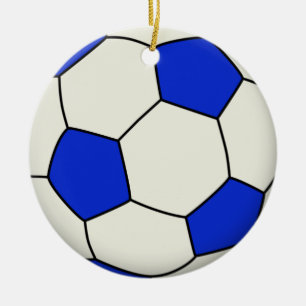 Soccer Ball in Blue Ceramic Ornament