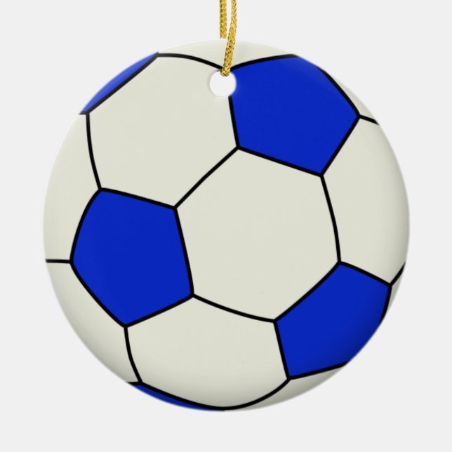 Soccer Ball in Blue Ceramic Ornament (Front)