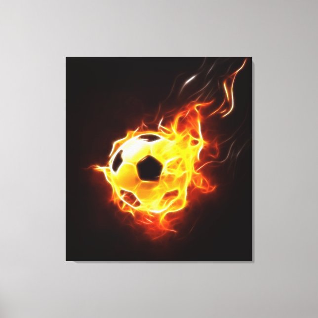 Soccer Ball in Flames Canvas Print (Front)