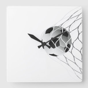 Soccer Ball in net Square Wall Clock