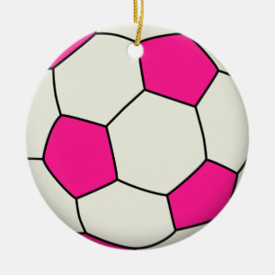 Soccer Ball in Pink Ceramic Ornament