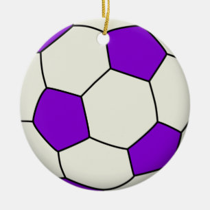 Soccer Ball in Purple Ceramic Ornament
