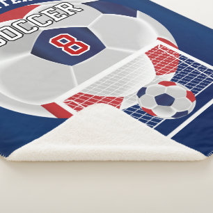 Soccer Ball in Red, White and Blue with DIY Text S Sherpa Blanket