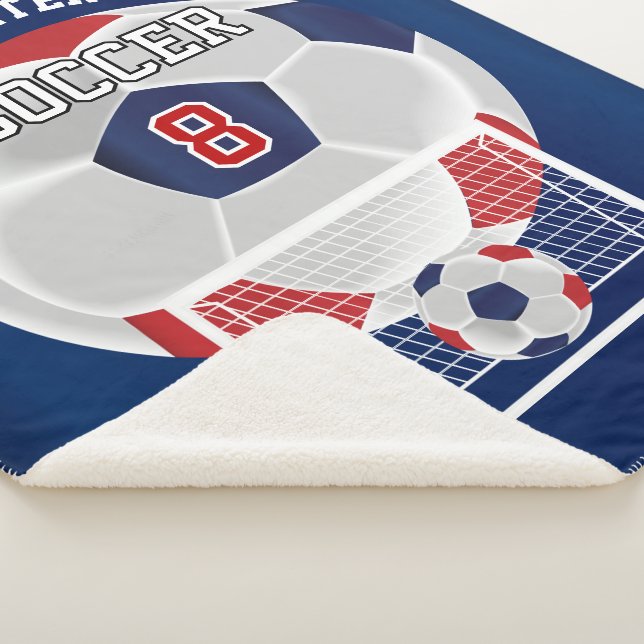 Soccer Ball in Red, White and Blue with DIY Text S Sherpa Blanket (3/4)