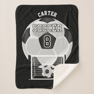 Soccer Ball in White and Black with DIY Text Sherpa Blanket