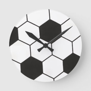 Soccer Ball Inspired Pattern Geometric Print Round Clock
