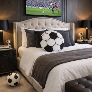 Soccer Ball Inspired Pattern Geometric Print  Round Pillow