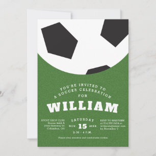 Soccer ball kids birthday party invitation