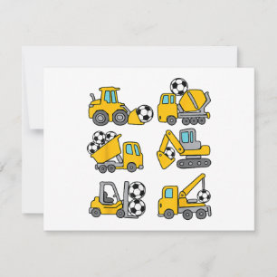 Soccer Ball Kids Football Construction Trucks Holiday Card