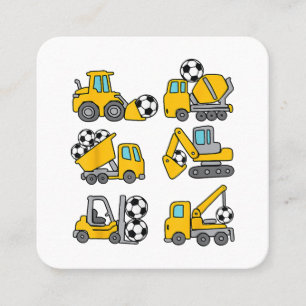 Soccer Ball Kids Football Construction Trucks Square Business Card