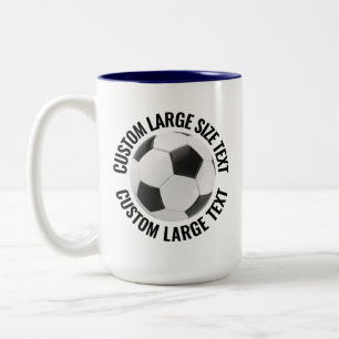 Soccer Ball & Large Text NAVY BLUE 15oz Custom Two-Tone Coffee Mug