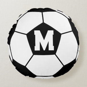 Soccer Ball Monogram Round Pillow