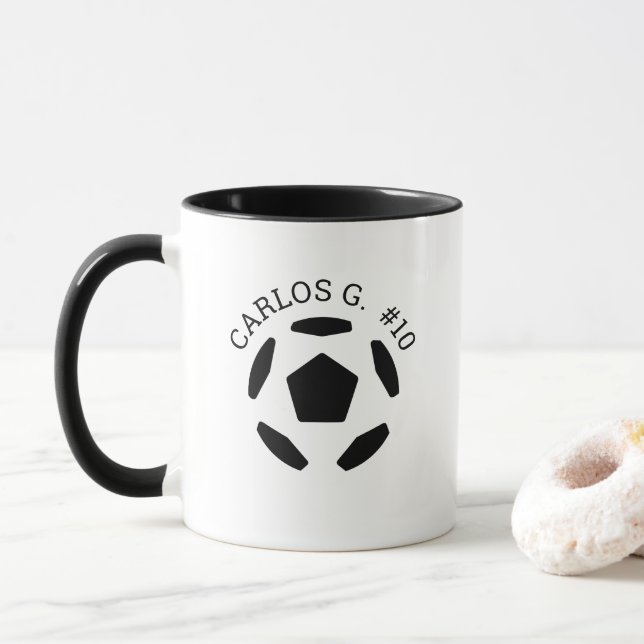 Soccer Ball Mug with Personalized Name (With Donut)