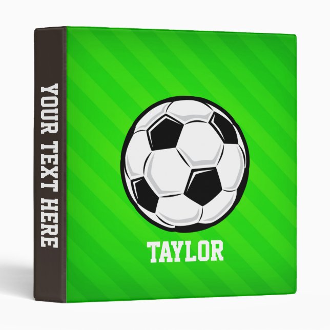 Soccer Ball; Neon Green Stripes Binder (Front/Spine)