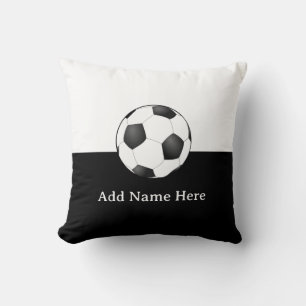 Soccer Ball on Black and White Background Throw Pillow