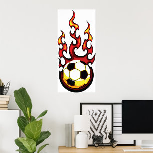 Soccer Ball On Fire Poster